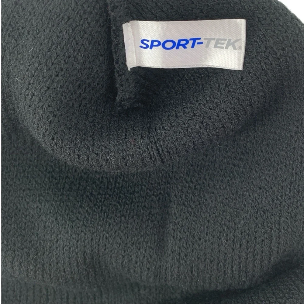 Sport-Tek Unisex Stripe Pom Pom Beanie (Black/Iron Grey) NWOT